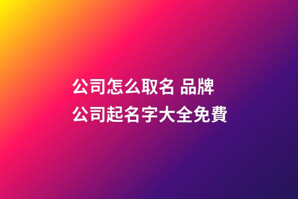 公司怎么取名 品牌公司起名字大全免費-第1張-公司起名-玄機派